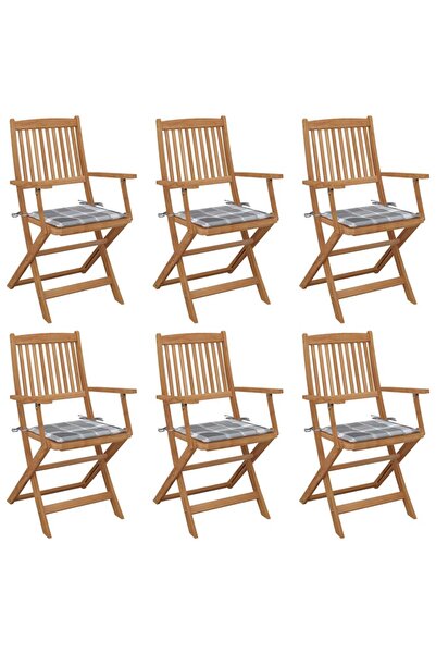 Concept Πτυσσόμενες καρέκλες κήπου, με μαξιλάρια, 6 τεμ., από μασίφ ξύλο ακακίας