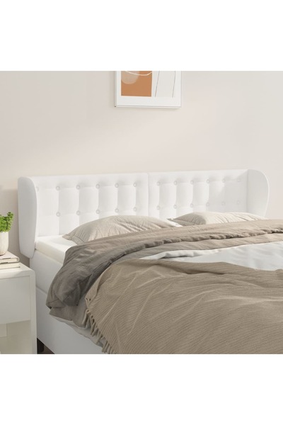 Concept Tăblie de pat cu aripioare, alb, 147x23x78/88cm piele ecologică