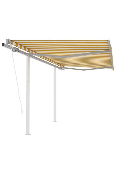 Concept Copertină retractabilă automat cu stâlpi, galben/alb, 3x2,5 m