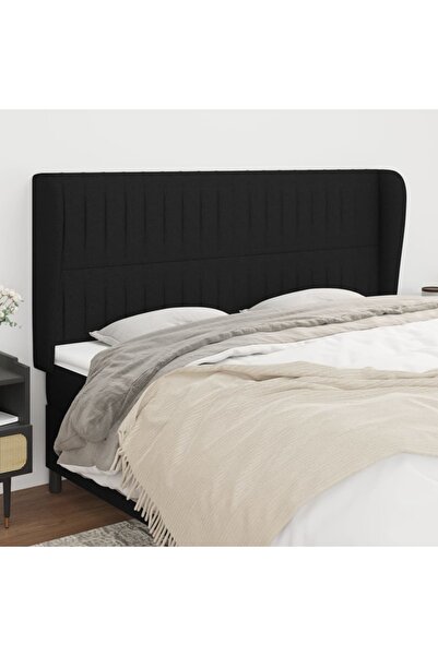 Concept Tăblie de pat cu aripioare, negru, 163x23x118/128 cm, textil