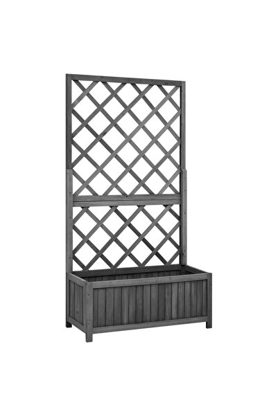 Concept Jardinieră colț cu spalier, negru, 70x30x135 cm,lemn masiv brad