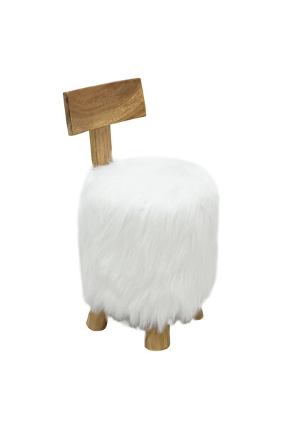 Concept Taburet, alb, lemn masiv de tec