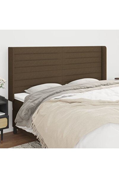 Concept Tăblie de pat cu aripioare maro închis 163x16x118/128 cm textil