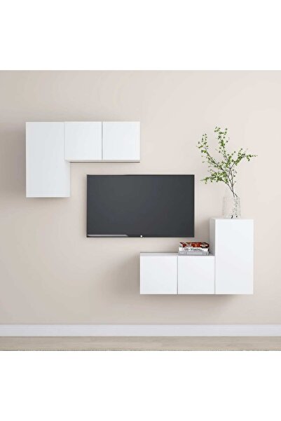 Concept Set dulapuri TV, 4 piese, alb, PAL
