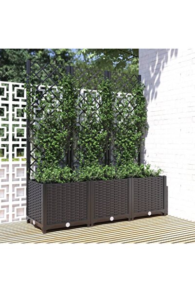 Concept Jardinieră de grădină cu spalier negru, 120x40x136 cm, PP