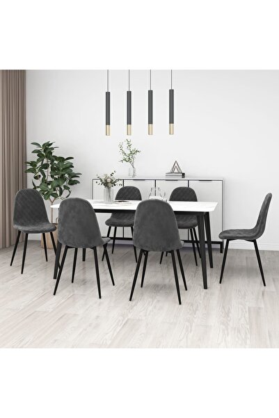 Concept Scaune de bucătărie, 6 buc., gri închis, catifea