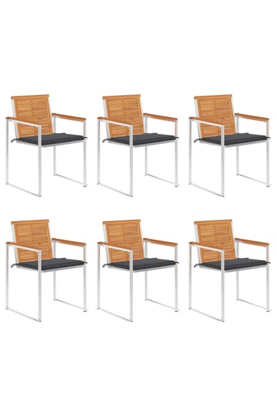 Concept Καρέκλες κήπου με μαξιλάρια, 6 τεμ., από μασίφ ξύλο ακακίας