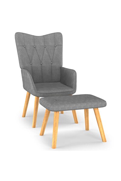 Concept Πολυθρόνα με σκαμπό, σκούρο γκρι, ύφασμα