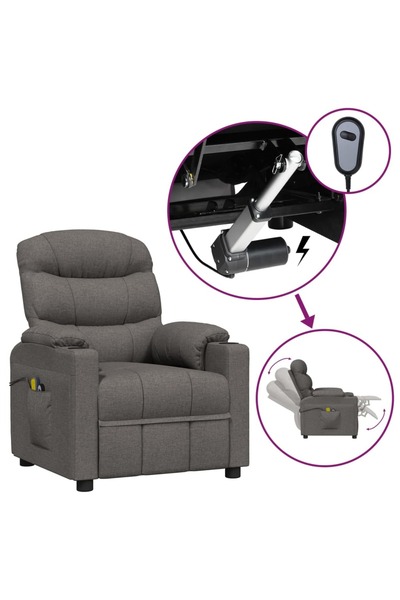 Concept Ηλεκτρική ανακλινόμενη πολυθρόνα μασάζ, σκούρο γκρι, ύφασμα