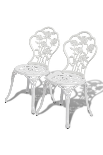 Concept Καρέκλες μπιστρό, 2 τεμ., λευκές, χυτό αλουμίνιο