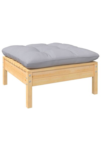 Concept Σκαμπό κήπου με γκρι Μαξιλάρι , από μασίφ ξύλο πεύκου