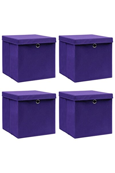 Concept Κουτιά αποθήκευσης με καπάκια, 4 τεμ., μωβ, 28x28x28 εκ.