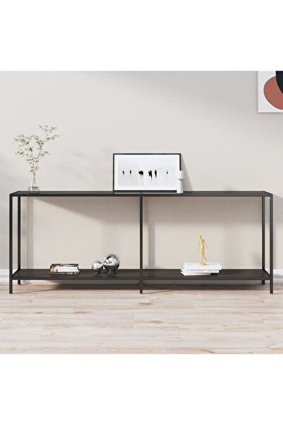 Concept Τραπέζι κονσόλας, μαύρο, 200x35x75,5 cm, σκληρυμένο γυαλί