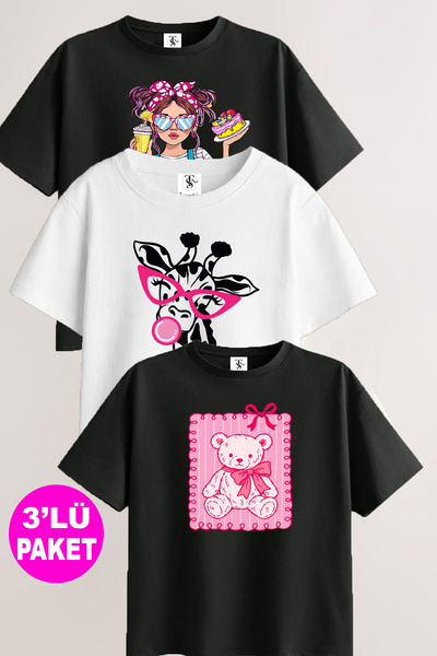 twins tailors Κοριτσίστικο Σετ μπλουζών Βαμβάκι τεμαχίων, με τύπωμα Casual T-...