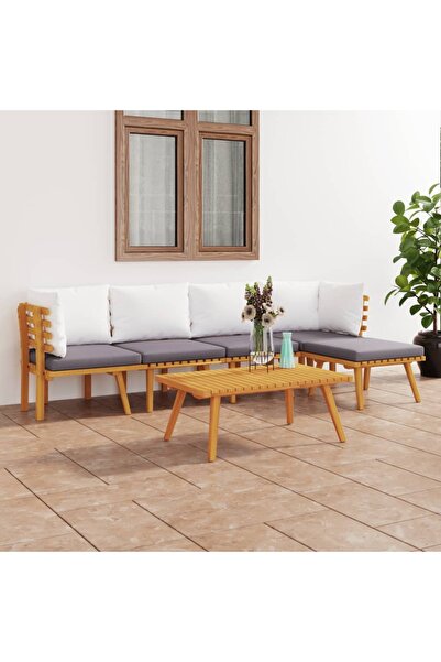 Concept Σετ επίπλων κήπου με μαξιλάρια, 6 τεμάχια, από μασίφ ξύλο ακακίας
