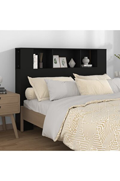 Concept Tăblie de pat cu dulap, negru, 140x18,5x104,5 cm