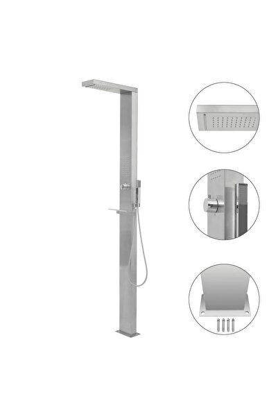 Concept Duș de grădină, oțel inoxidabil, pătrat