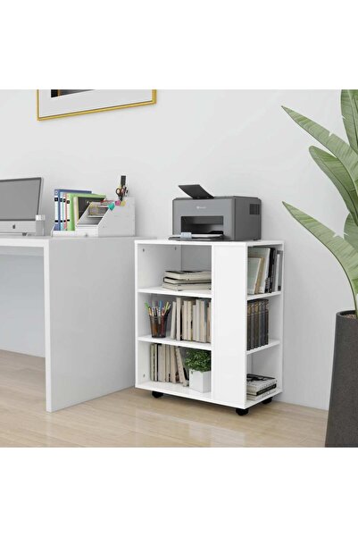 Concept Ντουλάπα με ρόδες, λευκή, 60x35x75 cm, μοριοσανίδα