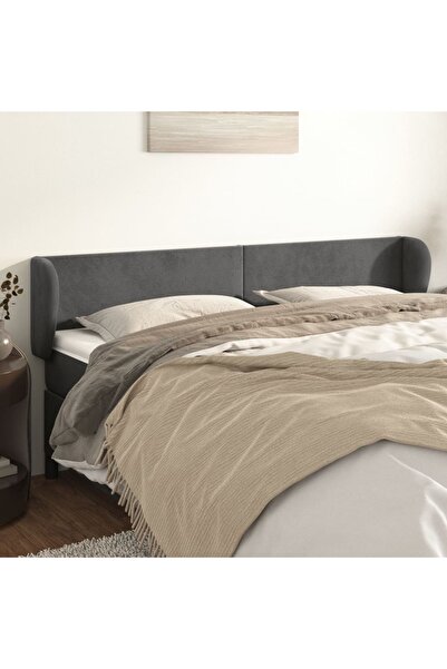 Concept Tăblie de pat cu aripioare gri închis 163x23x78/88 cm catifea