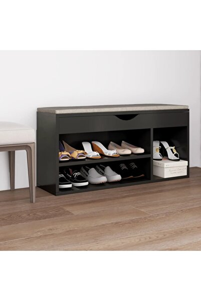 Concept Banchetă pantofar cu pernă, gri, 104x30x49 cm, PAL