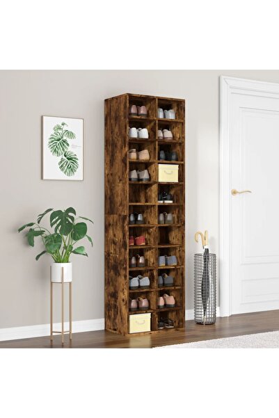 Concept Ράφι παπουτσιών, καπνιστή δρυς, 54x34x183 cm, επεξεργασμένο ξύλο