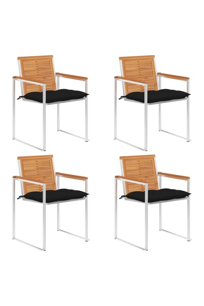 Concept Καρέκλες κήπου με μαξιλάρια, 4 τεμ., από μασίφ ξύλο ακακίας