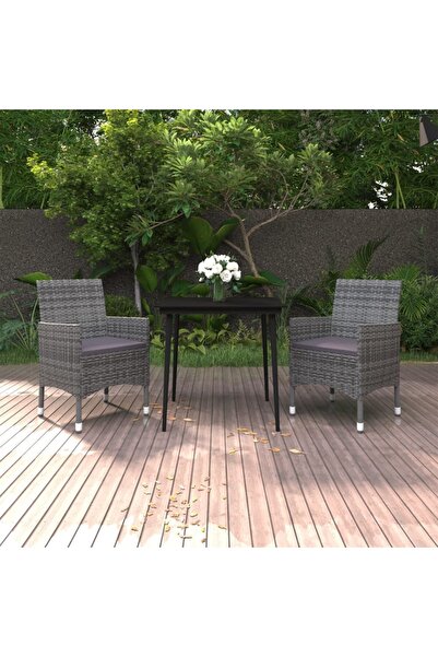 Concept Set mobilier de grădină cu perne, 3 piese, poliratan și sticlă