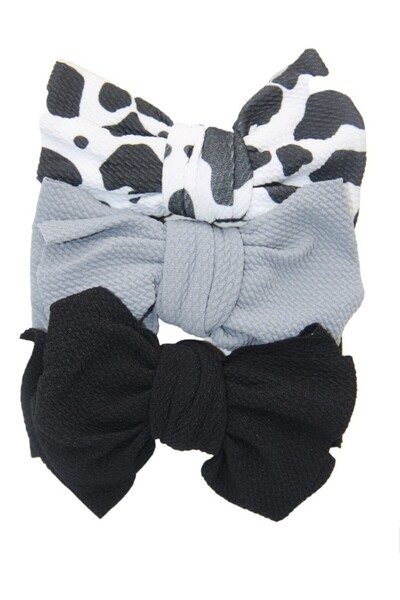 Bambimici - Mira Assorted Big Ribbon Bow Headband for Babies - Animal Pint