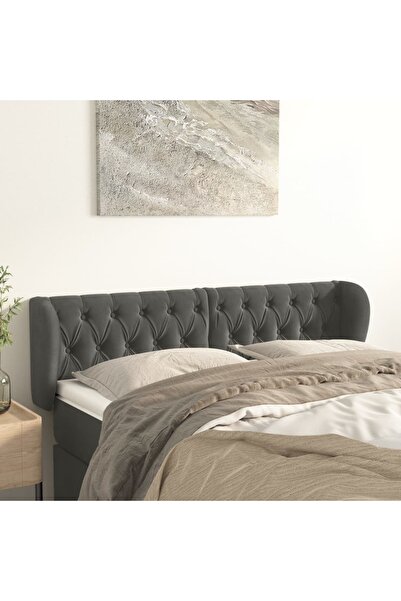 Concept Tăblie de pat cu aripioare gri închis 147x23x78/88 cm catifea