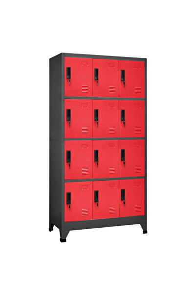 Concept Ντουλάπι αρχειοθέτησης, ανθρακί και κόκκινο, 90x45x180 cm, ατσάλι