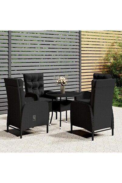 Concept Set mobilier bistro de grădină, 5 piese, negru, poliratan