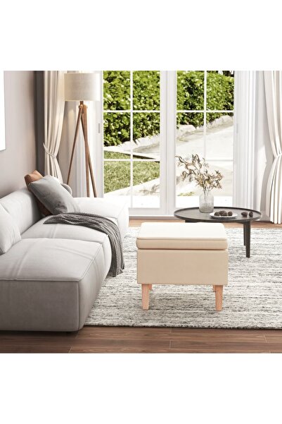 Concept Καρέκλα με ξύλινα πόδια, κρεμ, ύφασμα