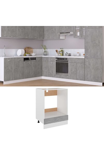 Concept Ντουλάπι φούρνου, γκρι χρώματος τσιμέντου, 60 x 46 x 81,5 cm, μοριοσα...