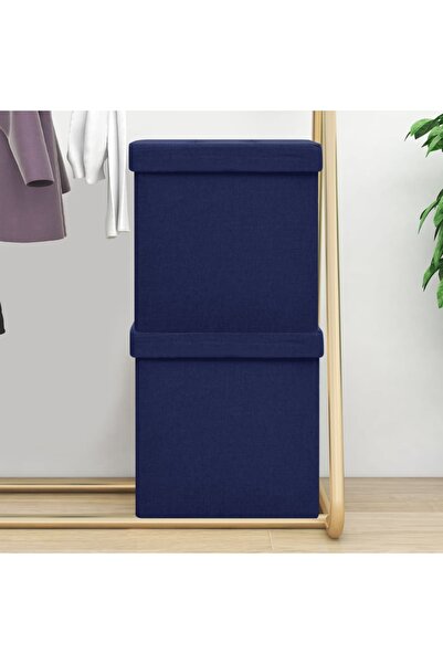 Concept Taburete depozitare pliabile 2 buc. albastru imitație pânză