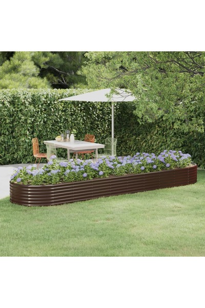 Concept Καφέ γλάστρα κήπου 396x100x36 cm από χάλυβα με ηλεκτροστατική βαφή πο...