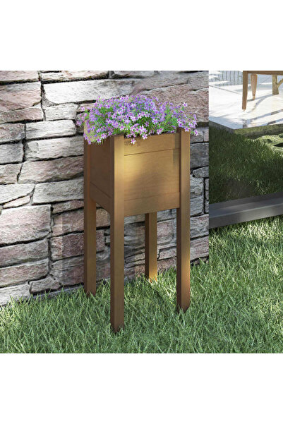 Concept Γλάστρα κήπου, μελί καφέ, 31x31x70 cm, μασίφ ξύλο πεύκου