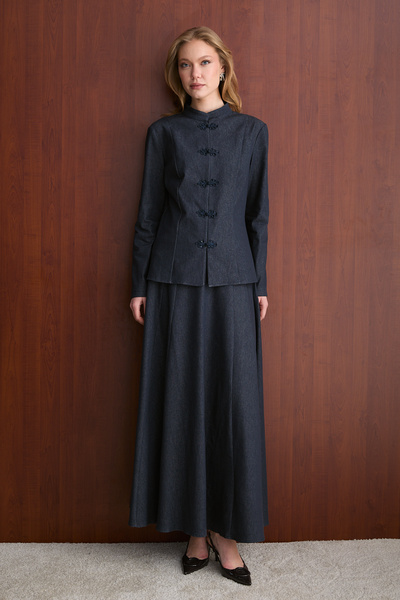 Melike Tatar Denim Skirt Suit 32-2767
