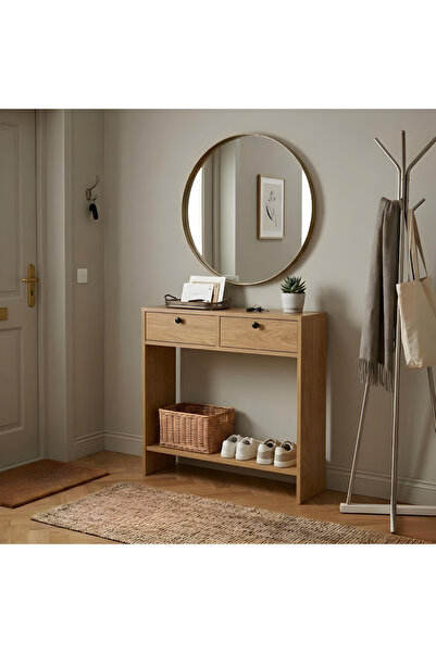 Ysf Ravoni Home Premium MDF 2 Çekmeceli Slim Dresuar - 80 cm Modern Antre Düz...