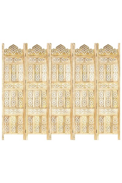 Concept Paravan cameră sculptat manual 5 panouri 200x165 cm mango