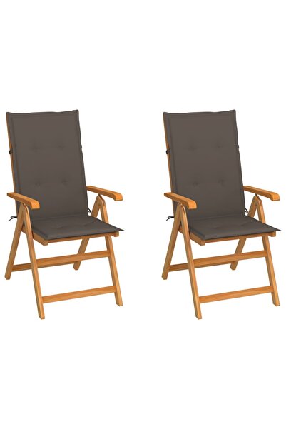 Concept Καρέκλες κήπου με μαξιλάρια σε μπεζ-γκρι χρώμα, 2 τεμ., από μασίφ ξύλ...