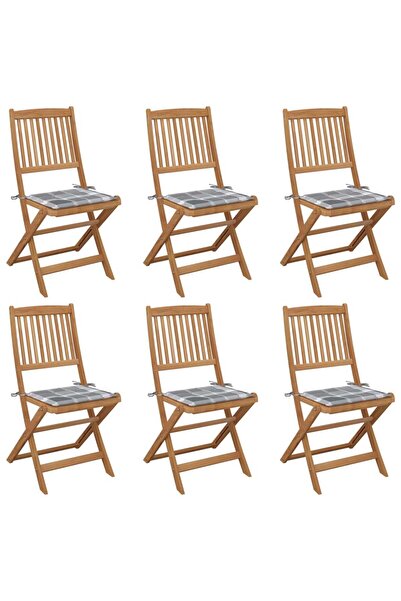 Concept Πτυσσόμενες καρέκλες κήπου με μαξιλάρια, 6 τεμ., από μασίφ ξύλο ακακίας