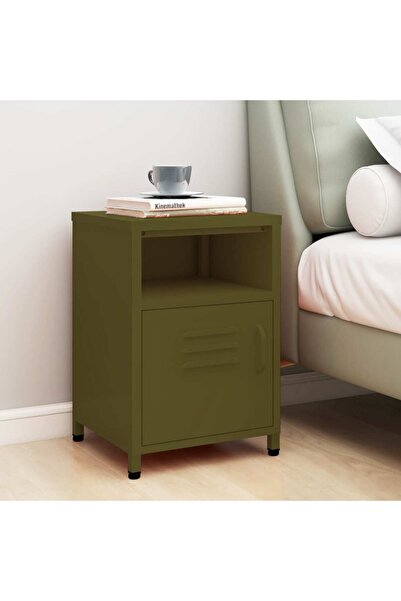 Concept Κομοδίνο, λαδί, ατσάλι 35x35x51 cm