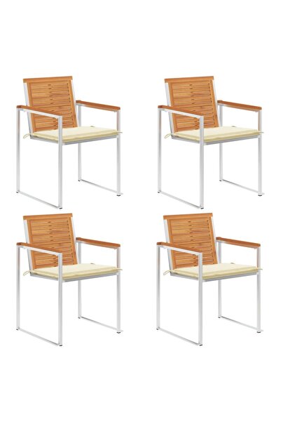 Concept Καρέκλες κήπου με μαξιλάρια, 4 τεμ., από μασίφ ξύλο ακακίας