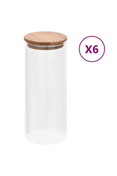 Concept Borcane din sticlă depozitare, capac de bambus, 6 buc., 1000 ml