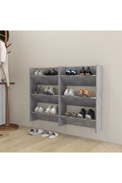 Concept Επιτοίχια παπουτσοθήκη, 2 τεμ., γκρι σκυροδέματος, 60x18x90 cm, μοριο...