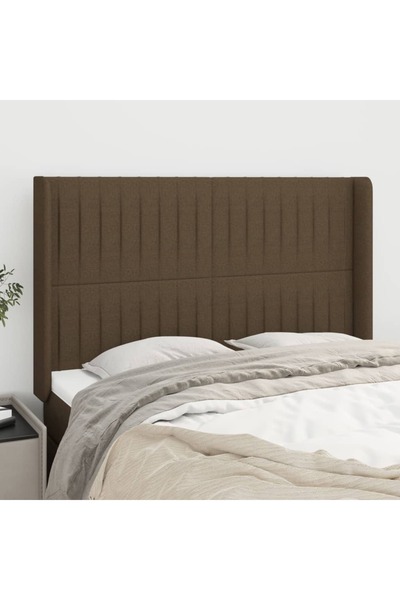 Concept Tăblie de pat cu aripioare maro închis 147x16x118/128 cm textil