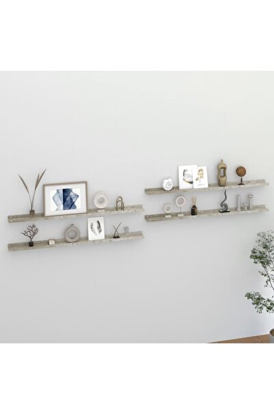 Concept Rafturi de perete, 4 buc., gri beton, 115x9x3 cm