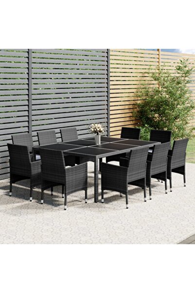 Concept Σετ επίπλων κήπου, 9 τεμάχια, γκρι, πολυρατάν