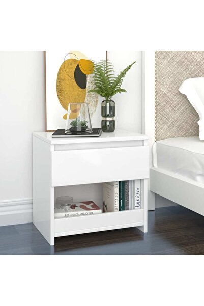 Concept Noptiere, 2 buc., alb extralucios, 40x30x39 cm, PAL