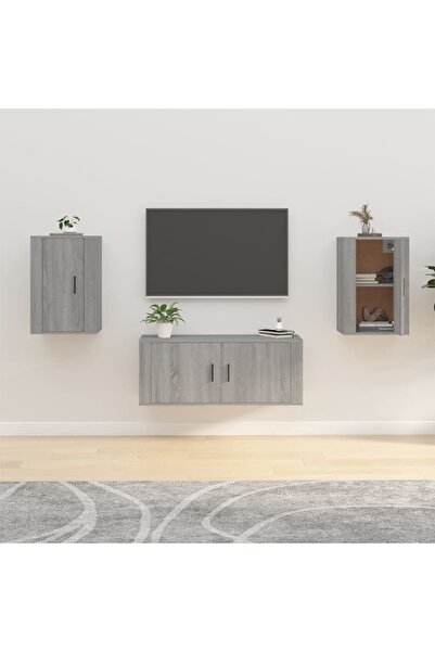 Concept Επιτοίχια ντουλάπια τηλεόρασης 2 τεμ. γκρι Sonoma 40x34,5x60 εκ.